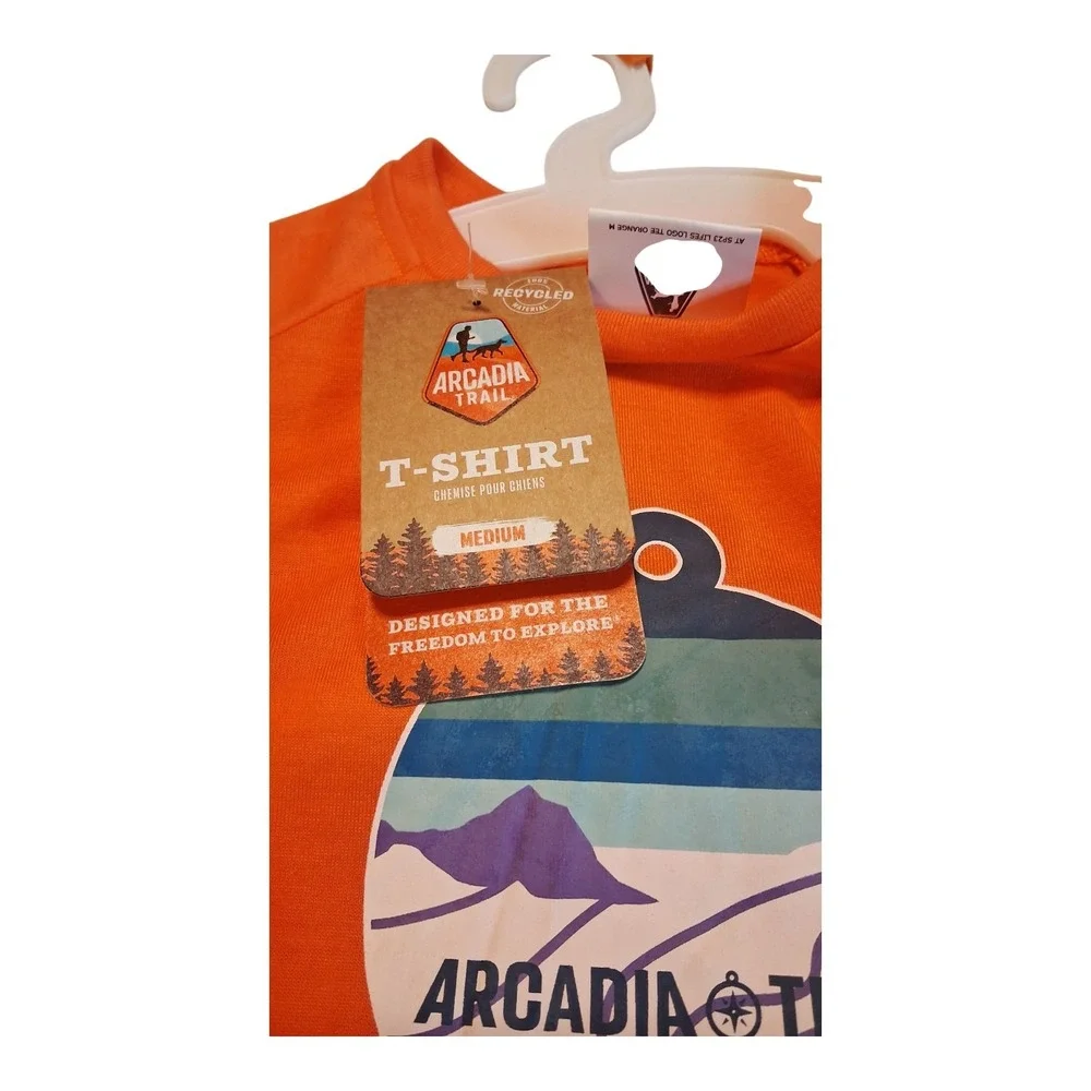 Arcadia Trail Eco-Friendly Dog T-Shirt M - Orange Tree Logo 100% Recycled NWT